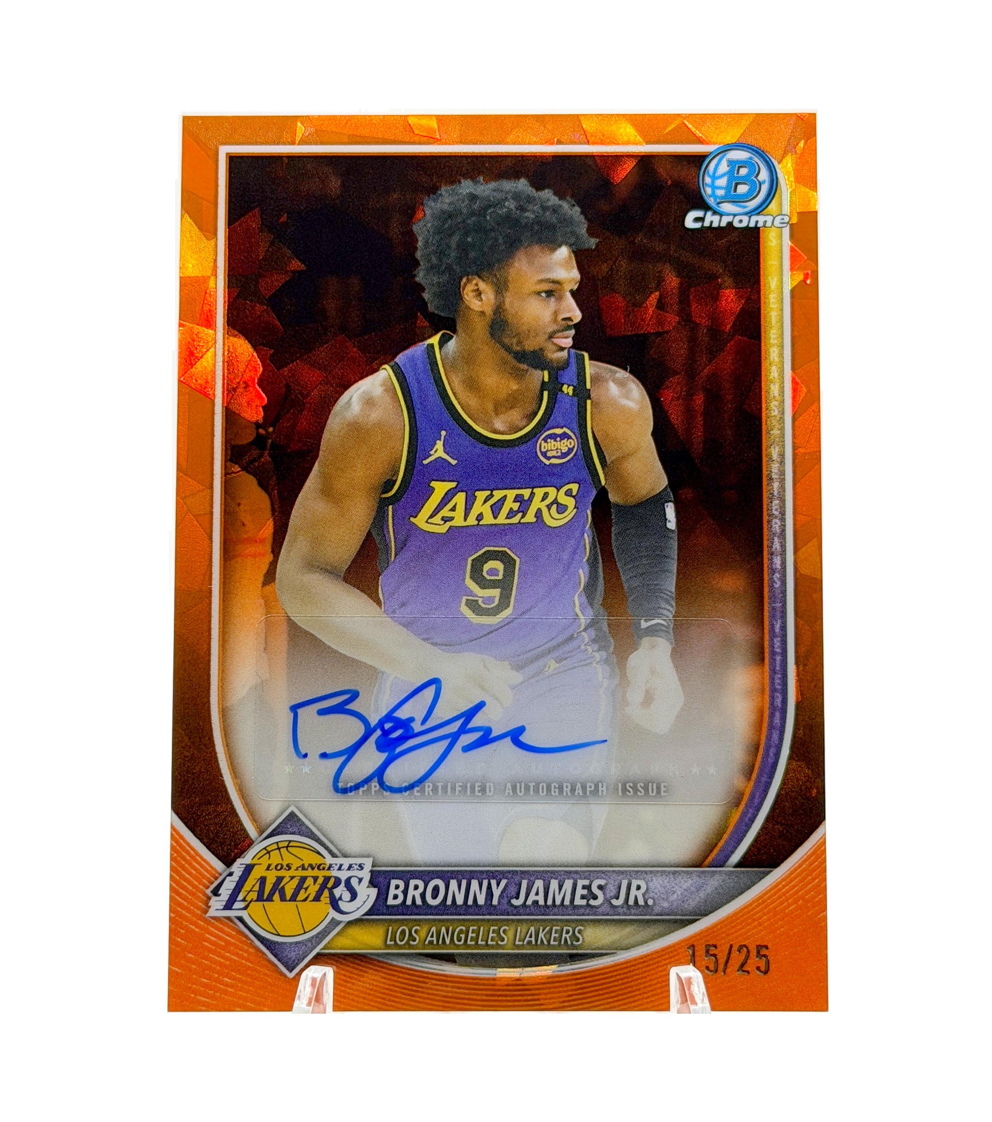 BRONNY JAMES JR. 2025-26 Bowman Chrome Sapphire Orange Auto /25 Lakers #BCA-BR